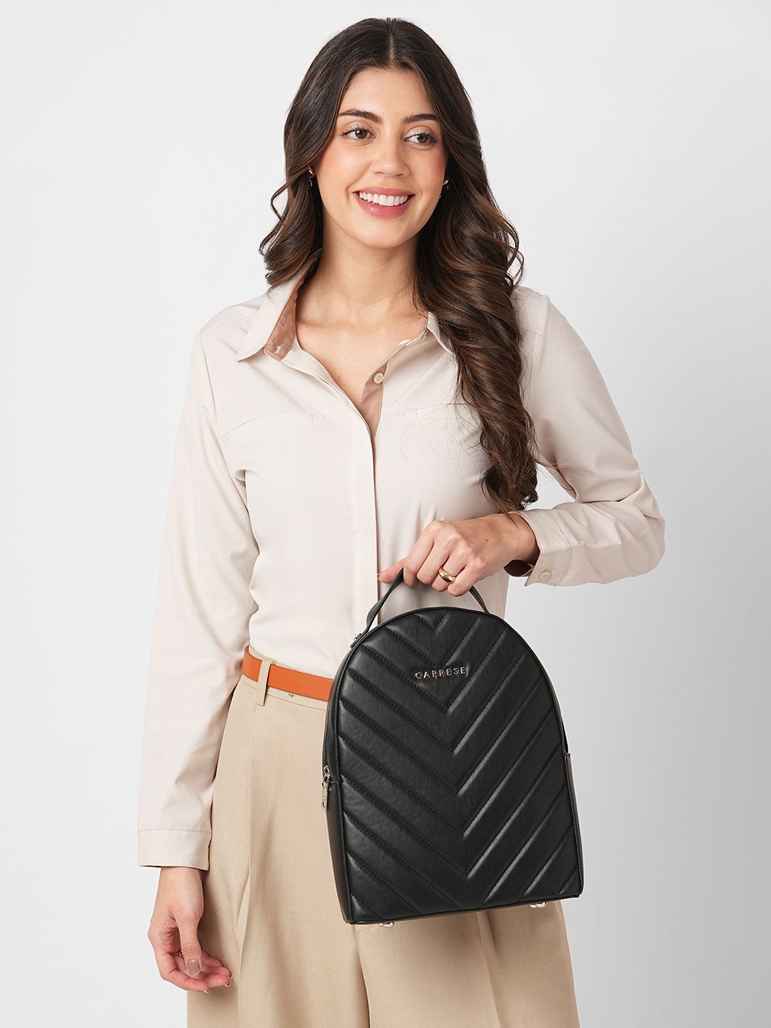 Caprese Women Solid Synthetic Leather Backpack-picture-10