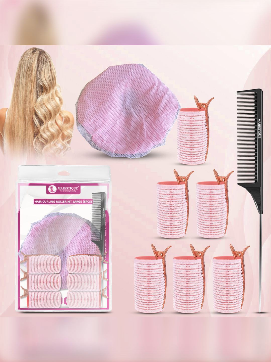 MAJESTIQUE Set Of 8 Hair Rollers Curling Kit-picture-19