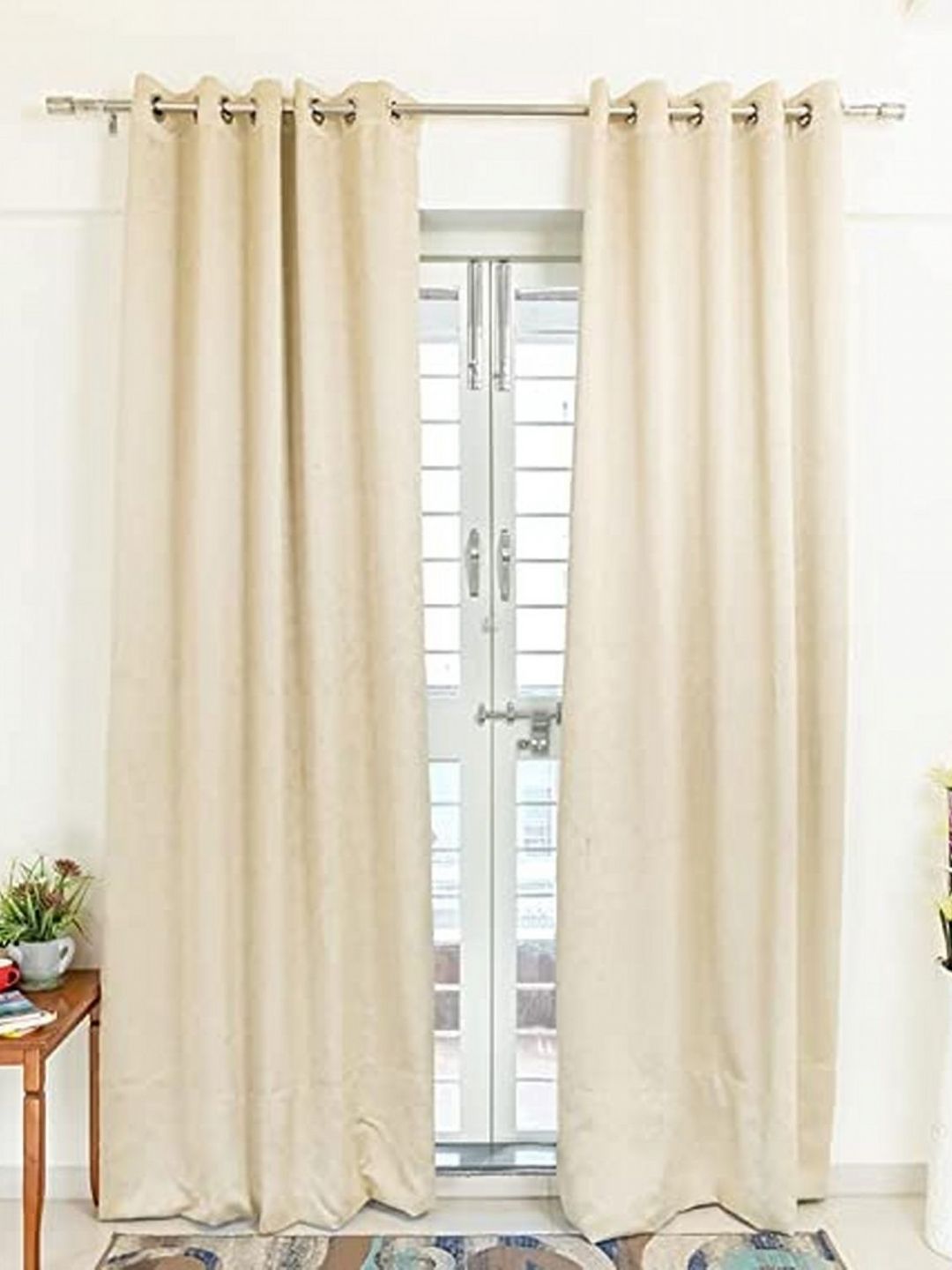 Parda Online Beige Set of 2 Black Out Window Curtain-image-8