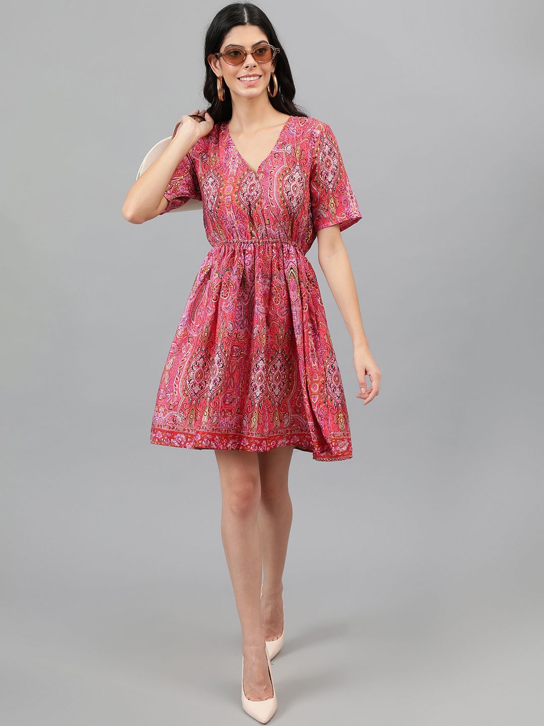 Stylecast X Kotty Women Print Flared Sleeve Fit & Flare Dress