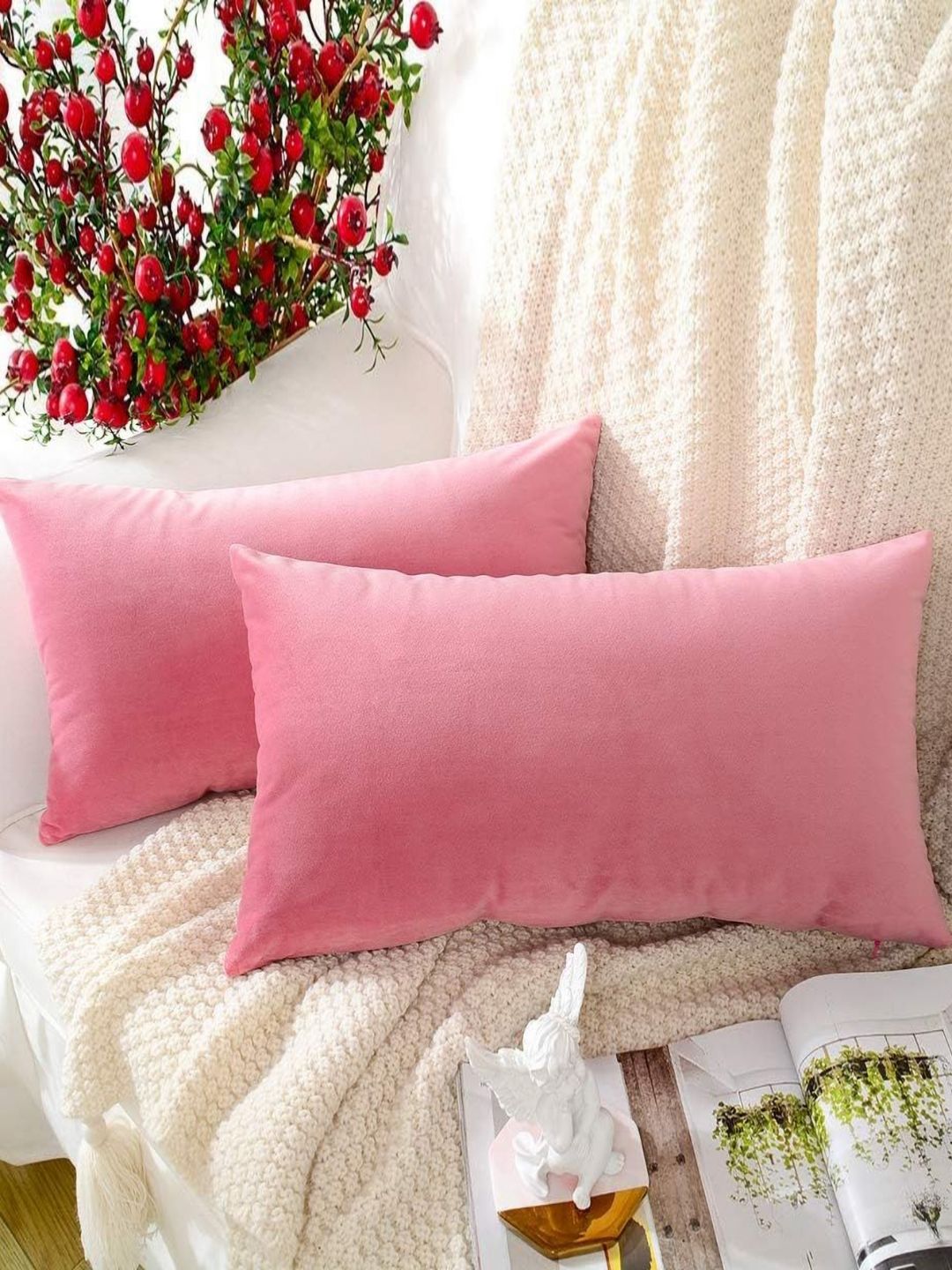 Shadowkart Set of 2 Fibre Filled Faux Velvet Ultra Soft Sleep Pillow-picture-21