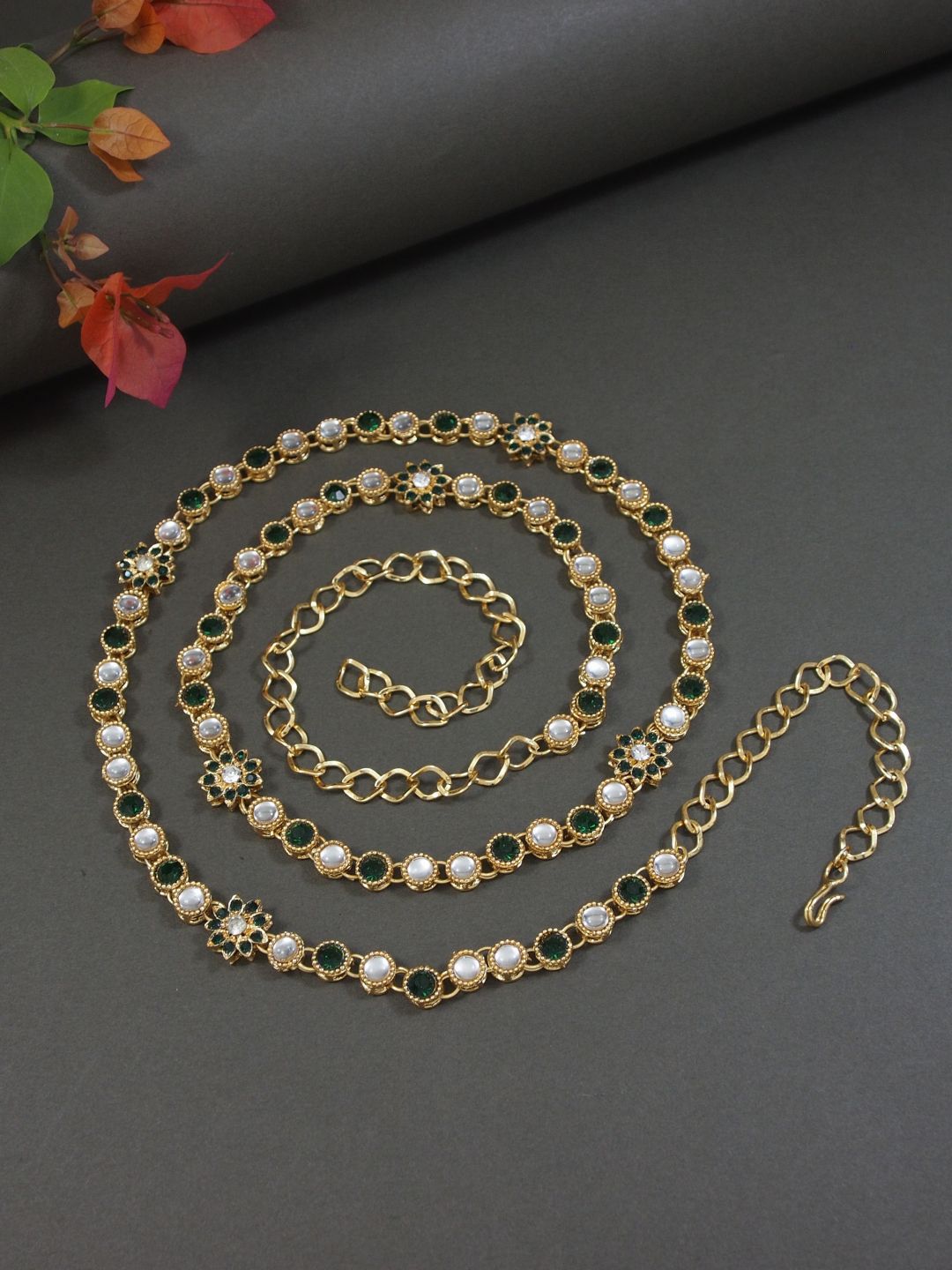 I Jewels Gold Plated Kundan Studded Adjustable Waist Chain-picture-28