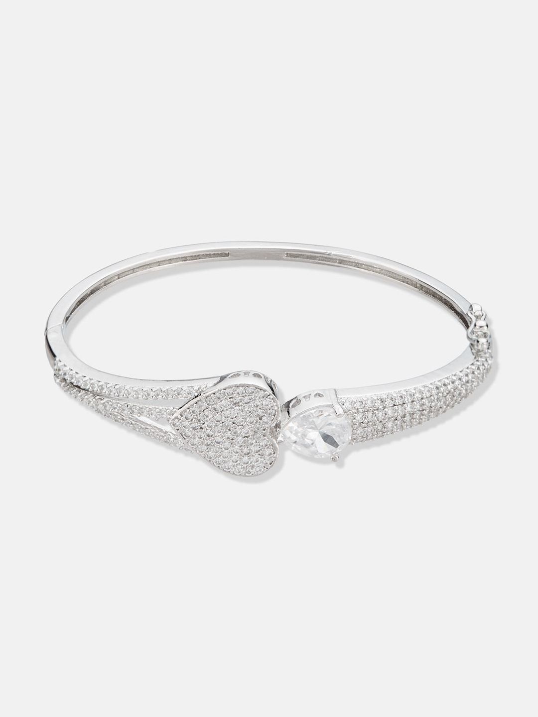 ATIBELLE Women 2 Brass Cubic Zirconia Silver-Plated Link Bracelet