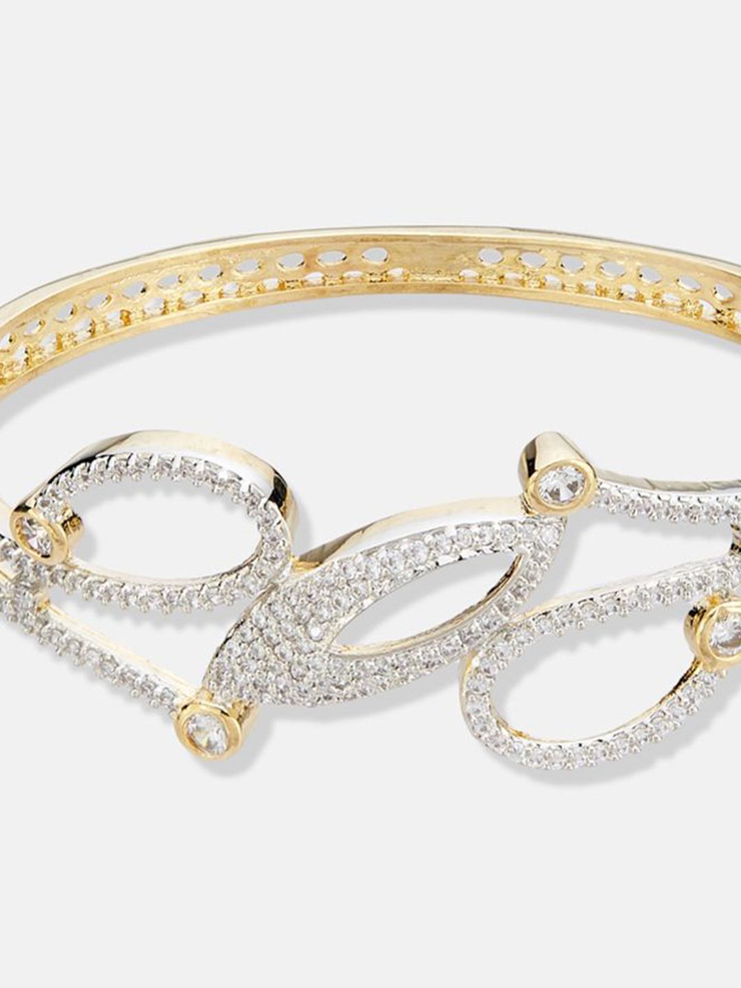 ATIBELLE Women 2 Brass Cubic Zirconia Silver-Plated Bangle-Style Bracelet