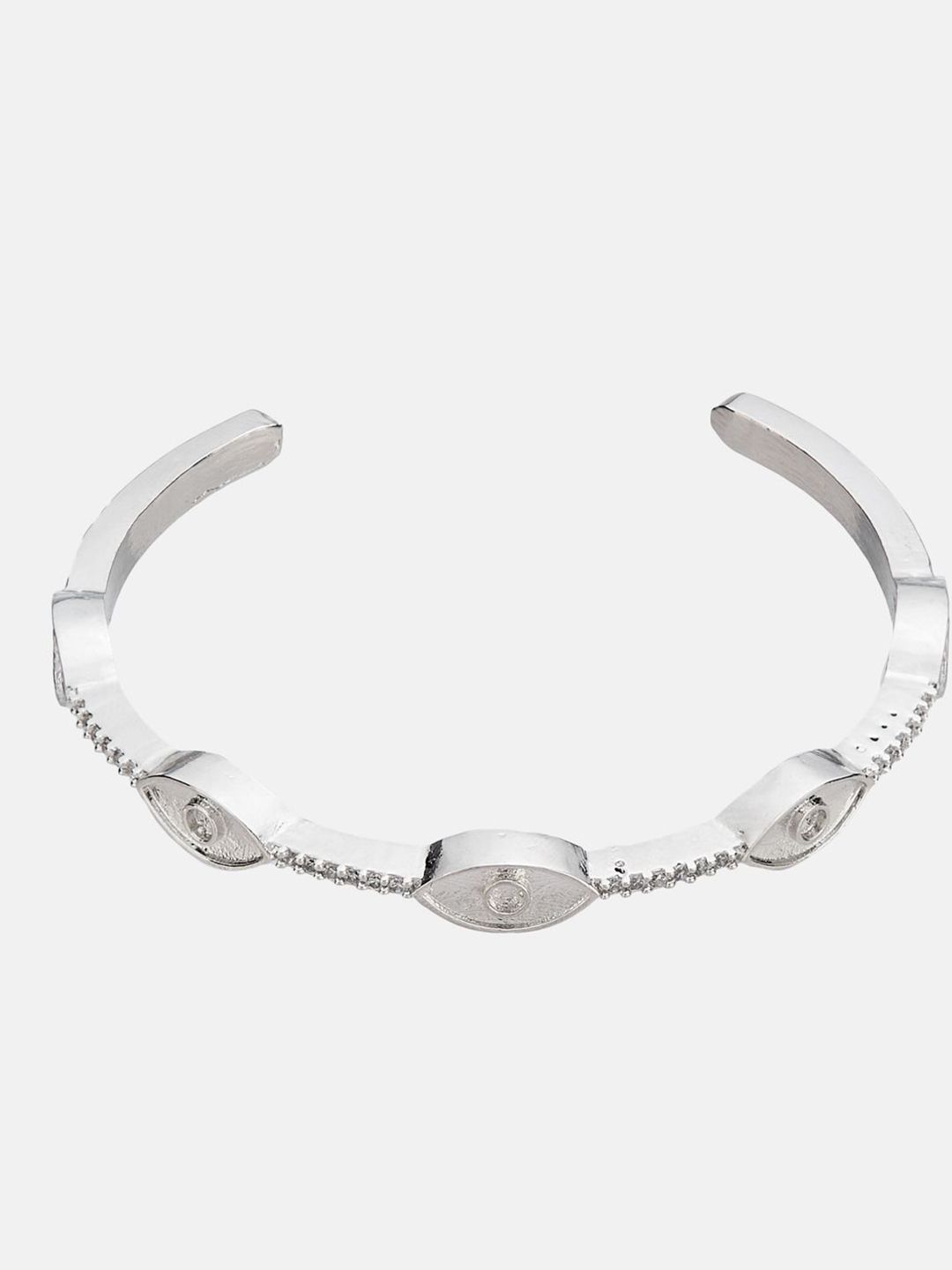 ATIBELLE Women 2 Brass Cubic Zirconia Silver-Plated Cuff Bracelet
