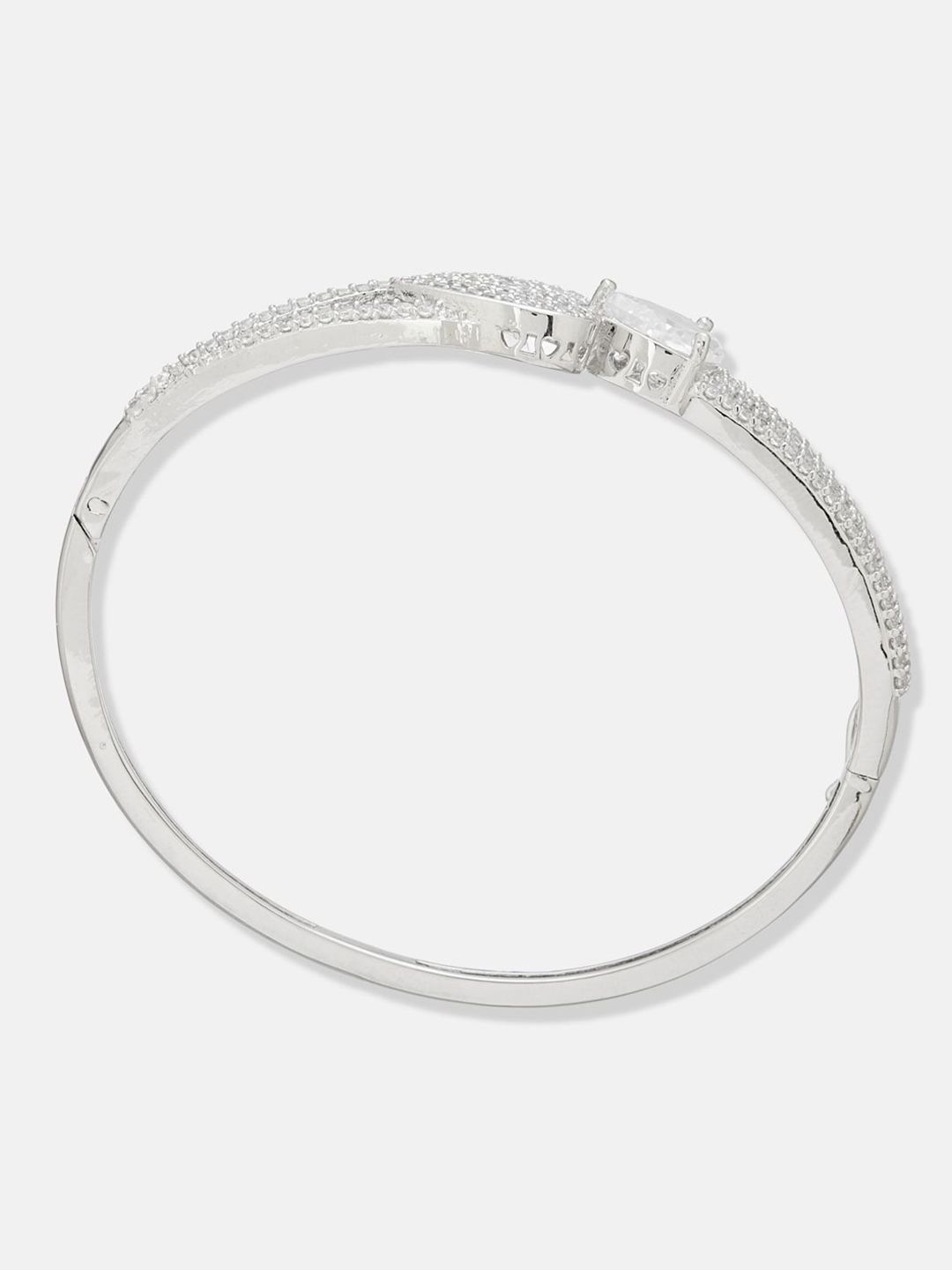 ATIBELLE Women 2 Brass Cubic Zirconia Rose Gold-Plated Bangle-Style Bracelet