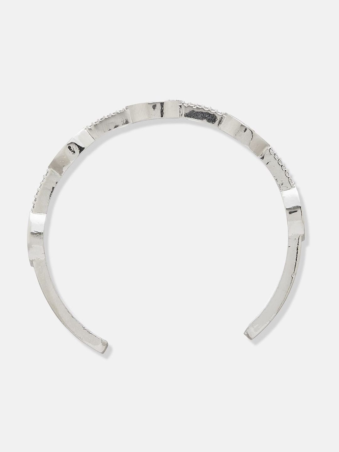 ATIBELLE Women 2 Brass Cubic Zirconia Silver-Plated Cuff Bracelet