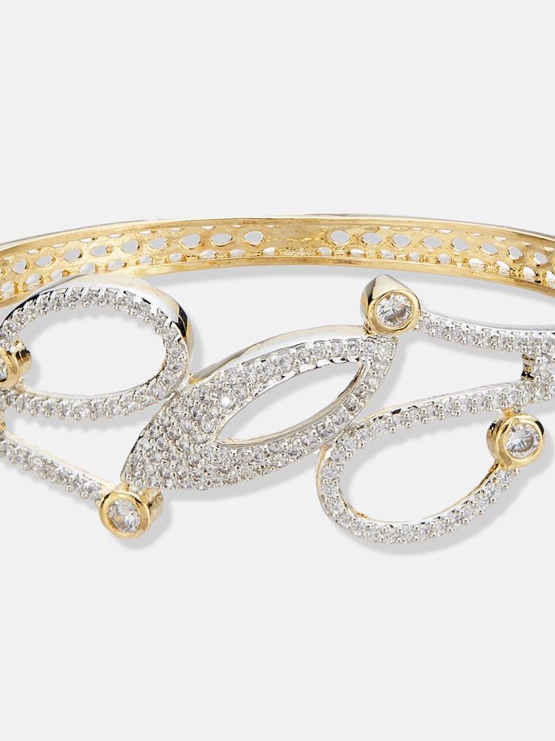 ATIBELLE Women 2 Brass Cubic Zirconia Rose Gold-Plated Bangle-Style Bracelet