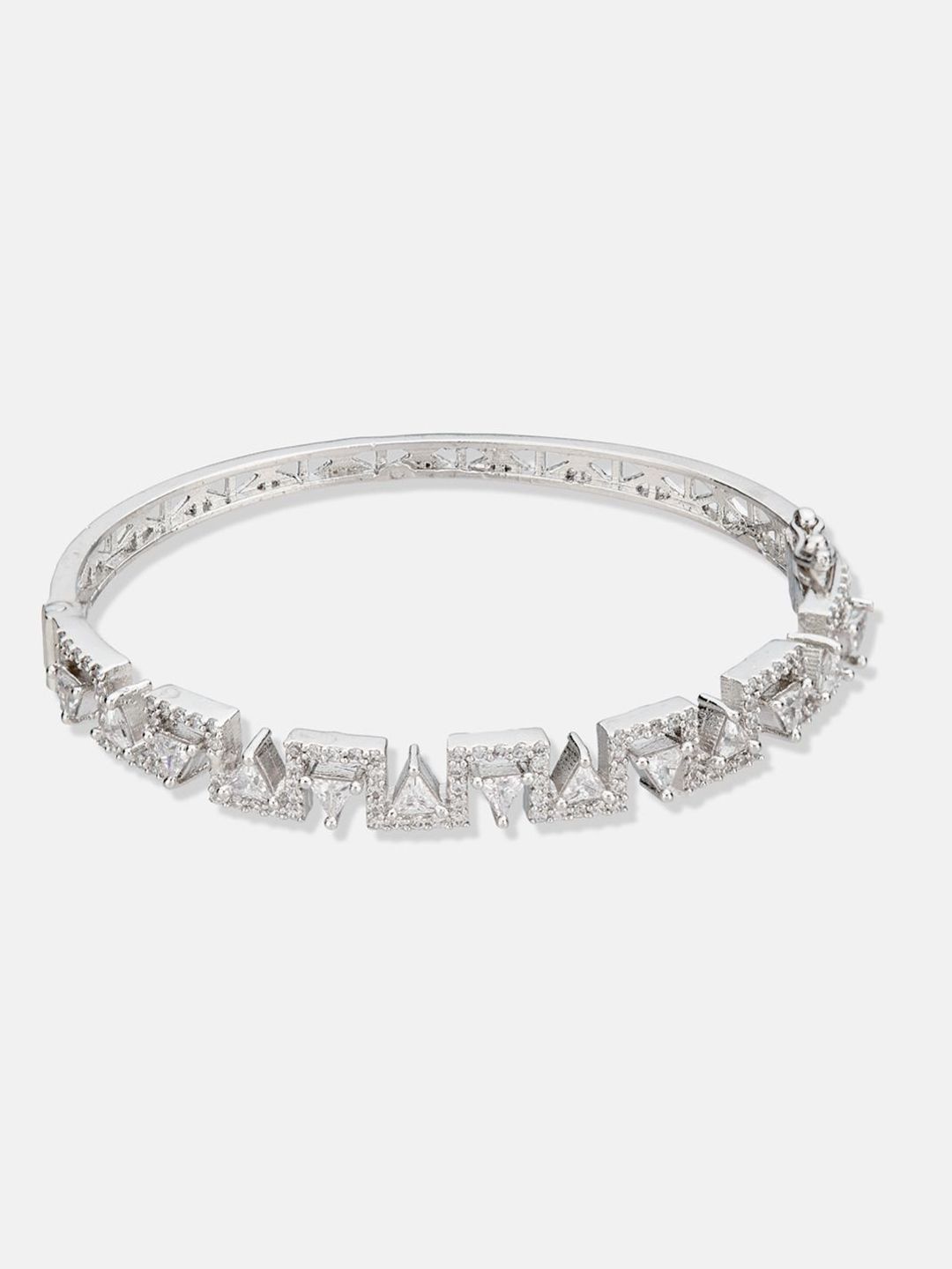 ATIBELLE Women 2 Brass Cubic Zirconia Silver-Plated Link Bracelet