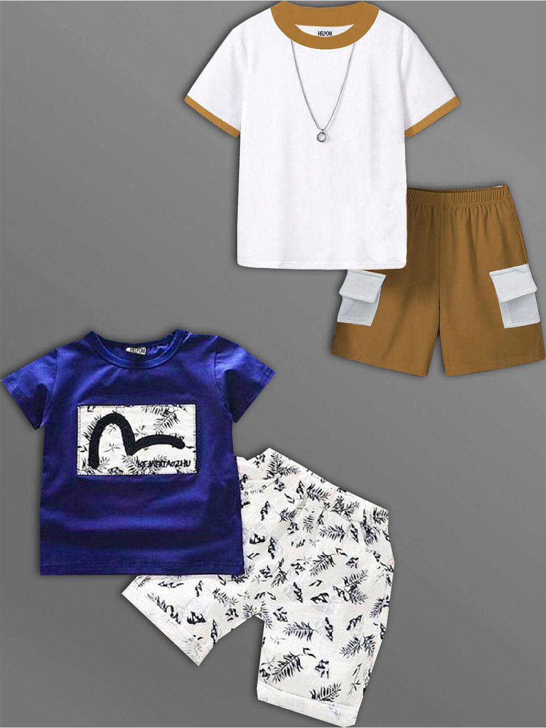 HELPOM Unisex Kids Printed T-shirt with Shorts-picture-19