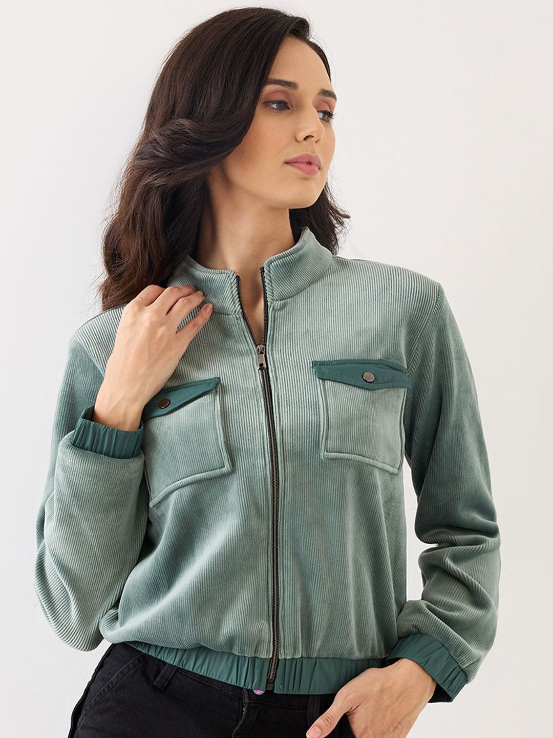 SPYKAR Women Crop Bomber Jacket-image-24