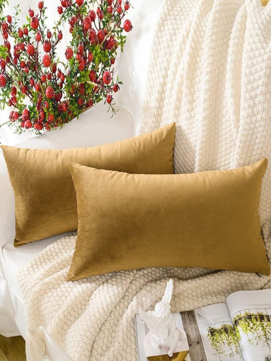 Shadowkart Set of 2 Fibre Filled Faux Velvet Ultra Soft Sleep Pillow-picture-31