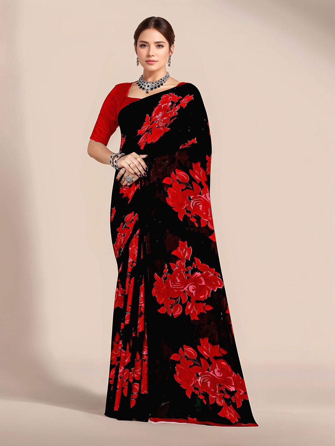 Anouk Rustic Floral Poly Georgette Designer Saree-picture-24