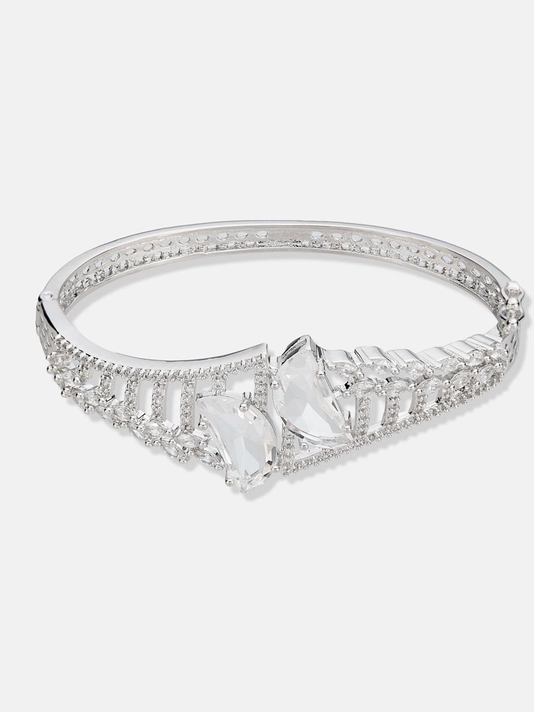ATIBELLE Women 2 Brass Cubic Zirconia Silver-Plated Link Bracelet