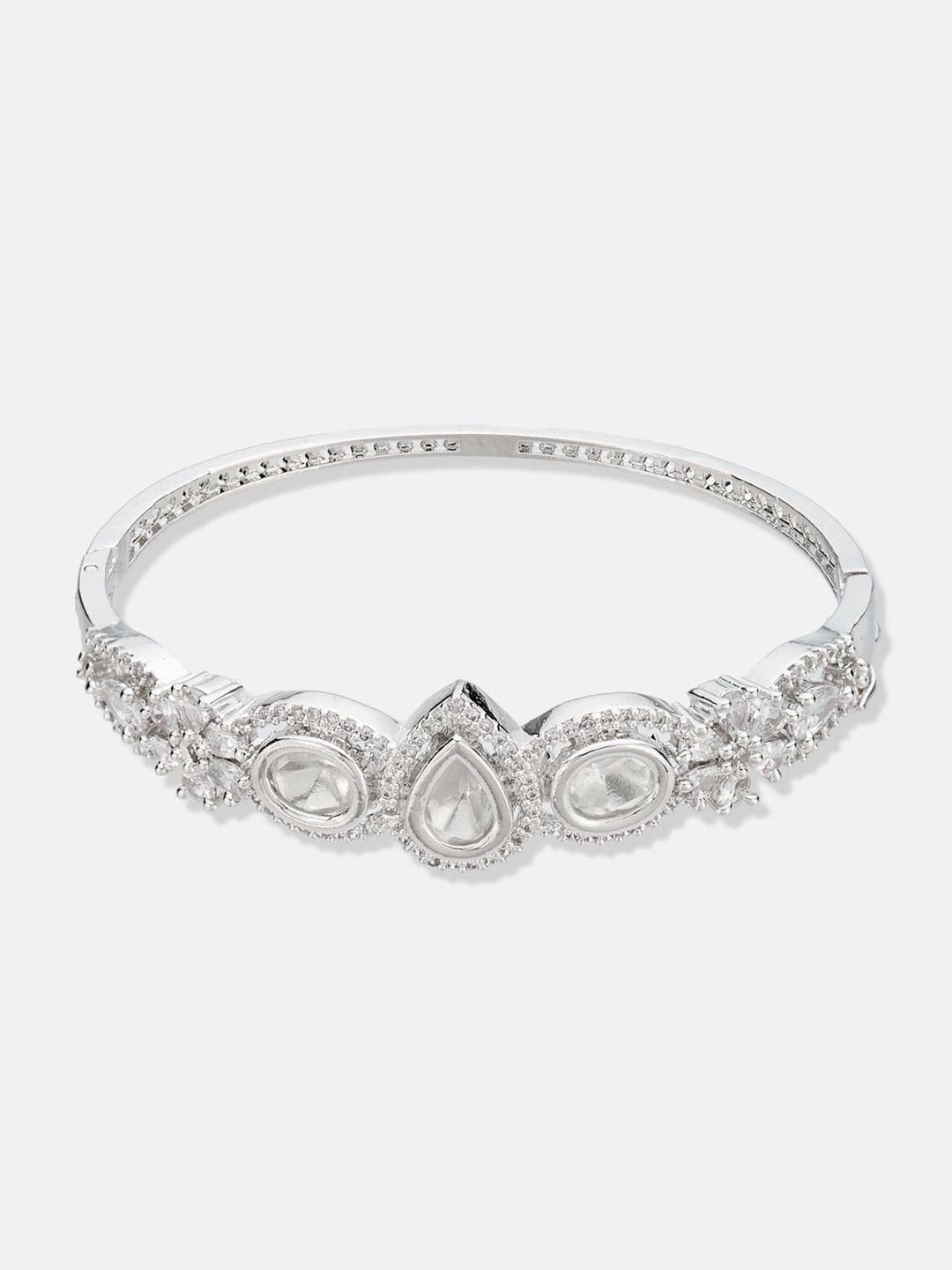 ATIBELLE Women 2 Brass Cubic Zirconia Rose Gold-Plated Bangle-Style Bracelet