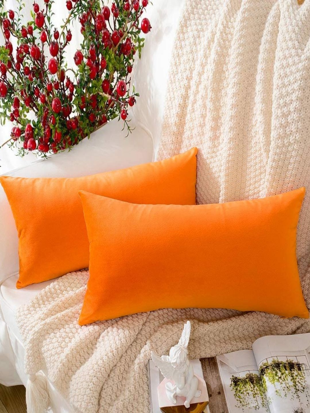 Shadowkart Set of 2 Fibre Filled Faux Velvet Ultra Soft Sleep Pillow-picture-25