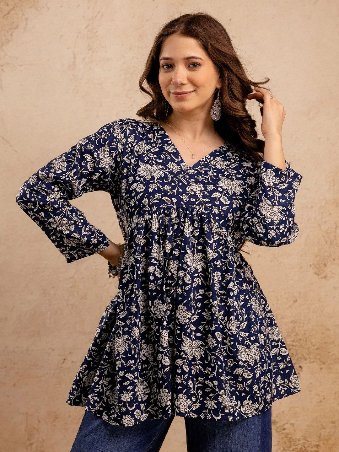Mialo fashion Floral Printed V-Neck Anarkali Kurti-picture-38