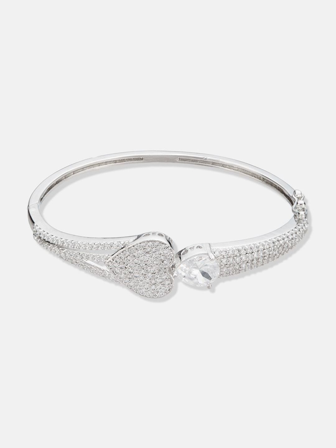 ATIBELLE Women 2 Brass Cubic Zirconia Silver-Plated Link Bracelet