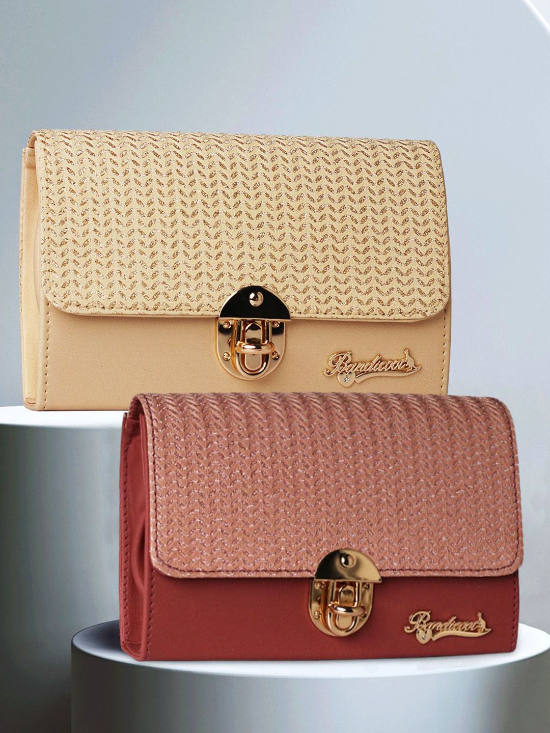 BANDICOOT Set OF 2 Embellished PU Structured Sling Bag with Cut Work-picture-23