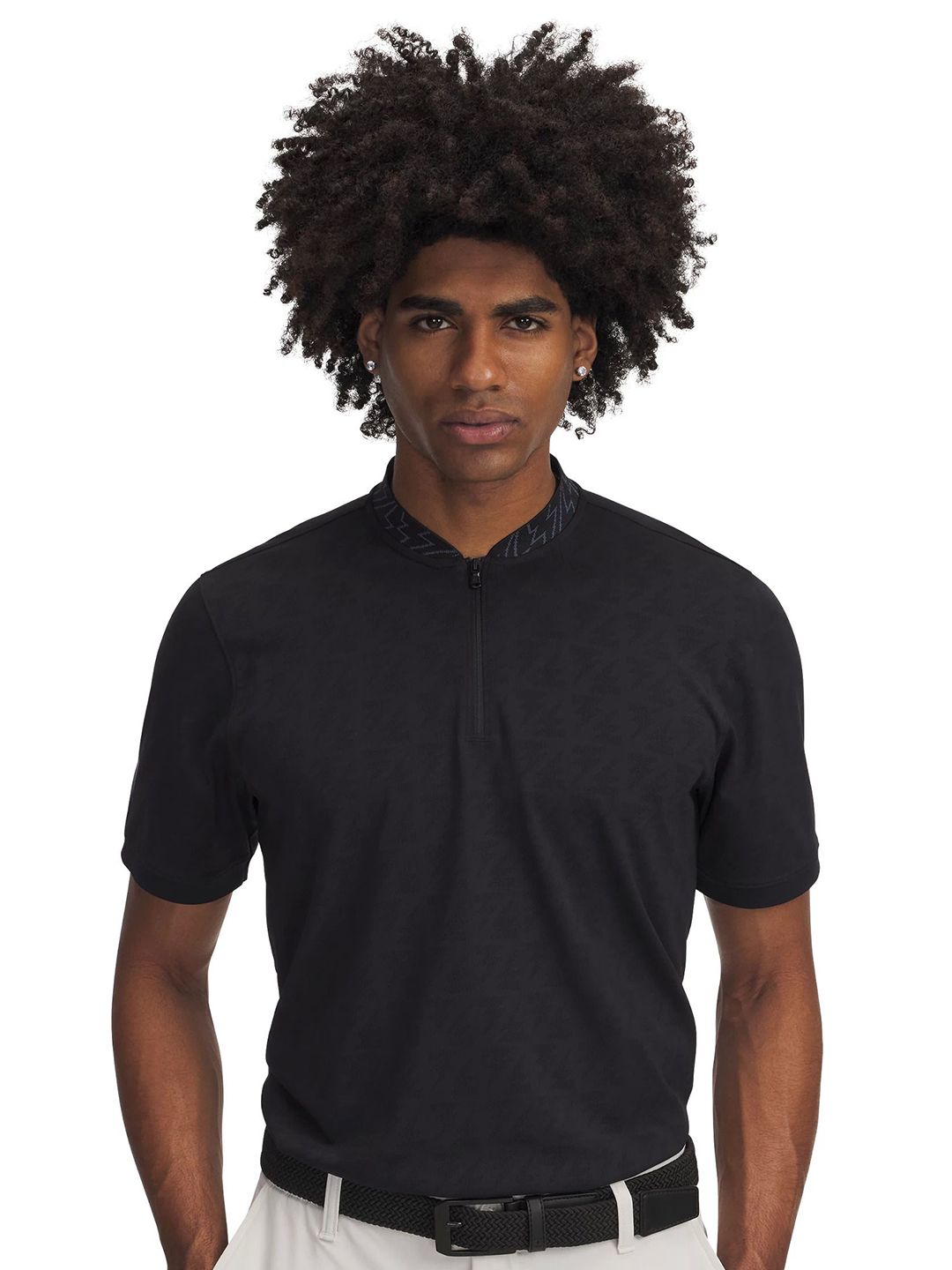 UNDER ARMOUR Jacquard Slim-Fit Polo Collar Curry Zip T-Shirt-image-48