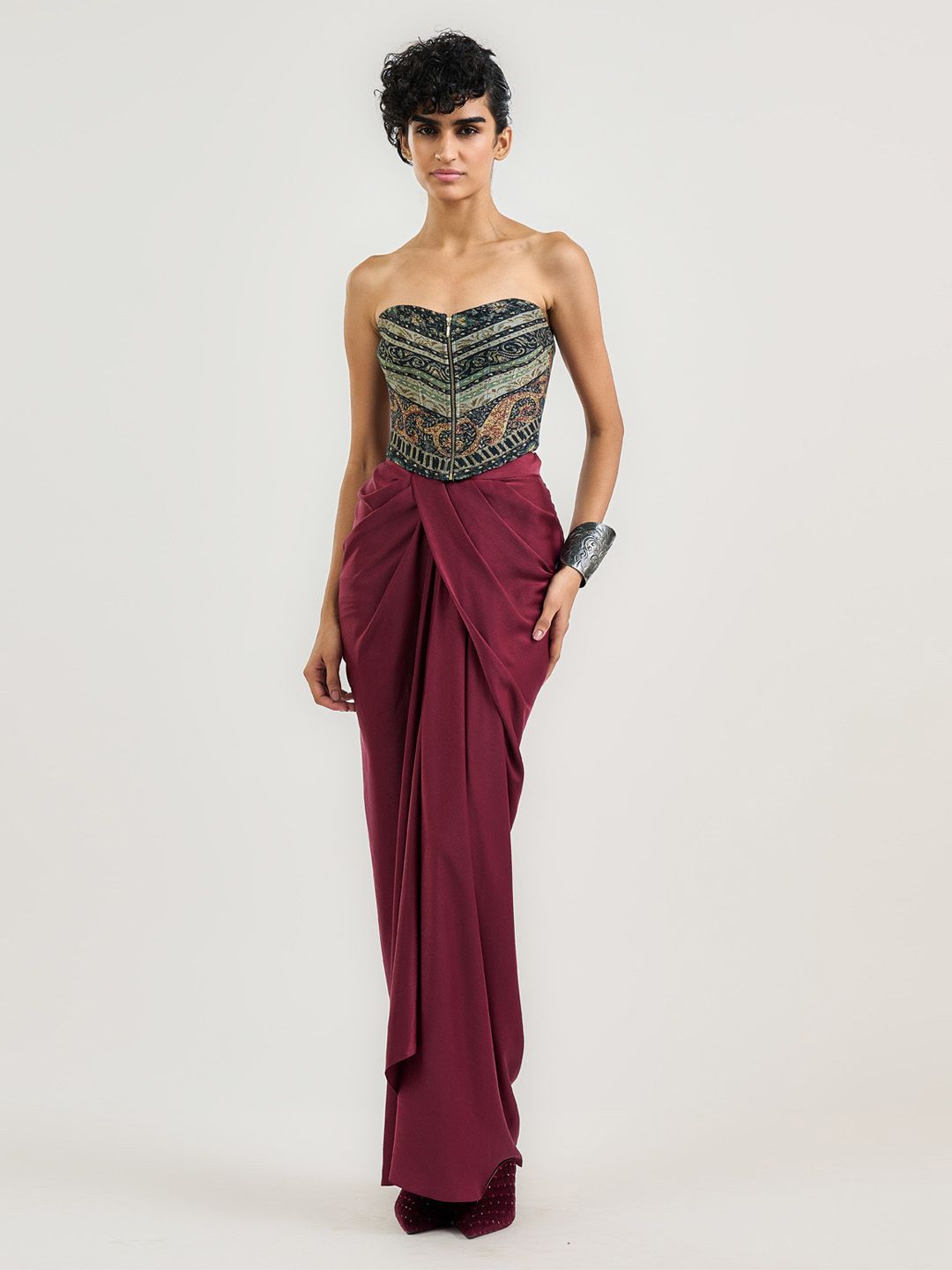 OTT Tarun Tahiliani Embellished Print Tube Top-picture-27