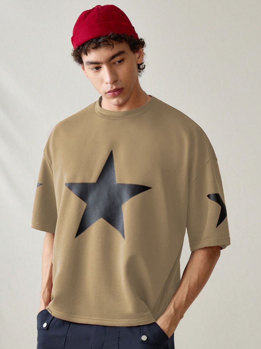 Moda Rapido Men Printed Drop-Shoulder Sleeves Applique T-shirt-picture-16