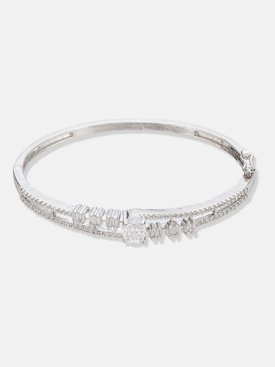 ATIBELLE Women 2 Brass Cubic Zirconia Rose Gold-Plated Link Bracelet