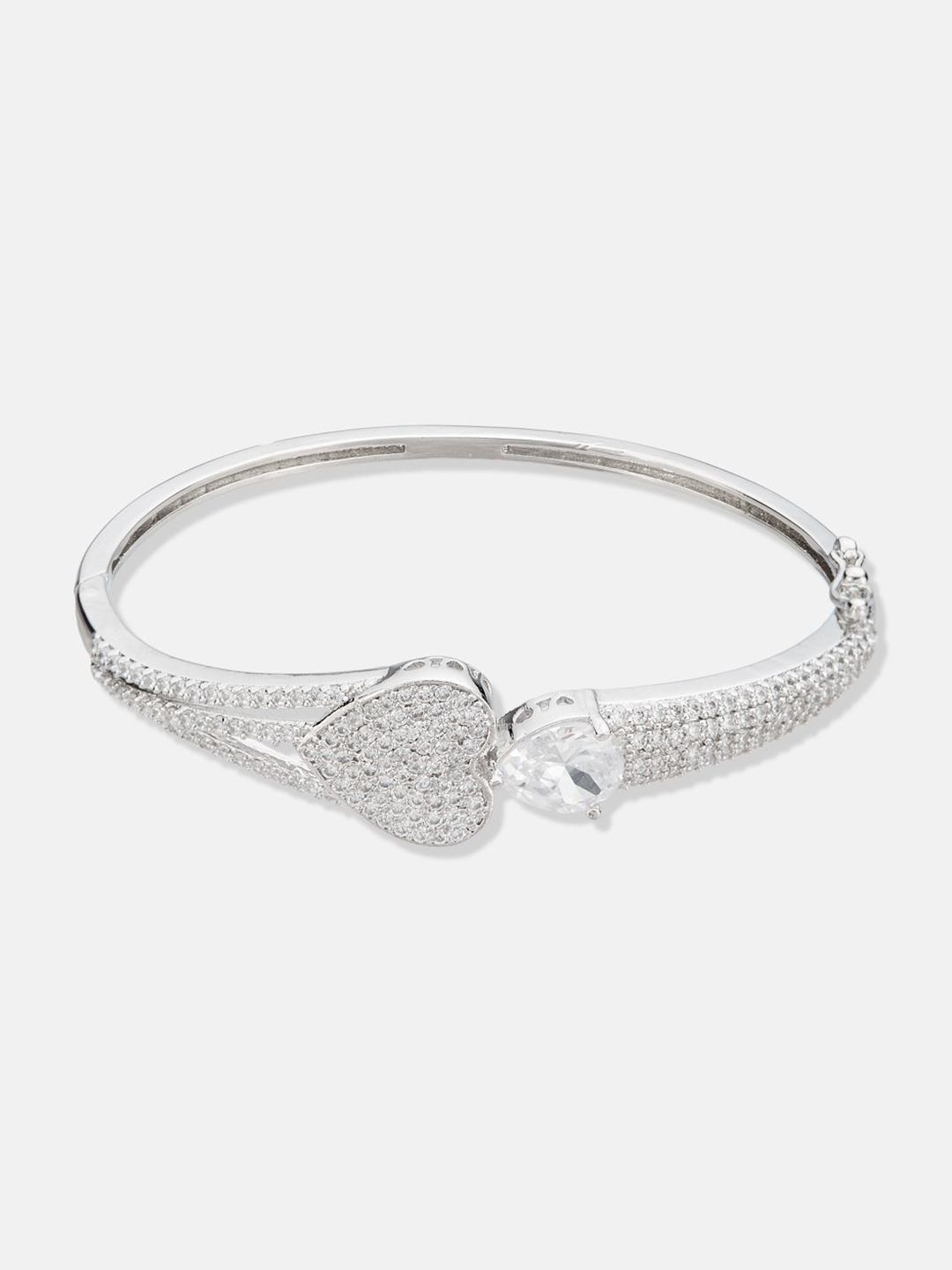 ATIBELLE Women 2 Brass Cubic Zirconia Rose Gold-Plated Bangle-Style Bracelet