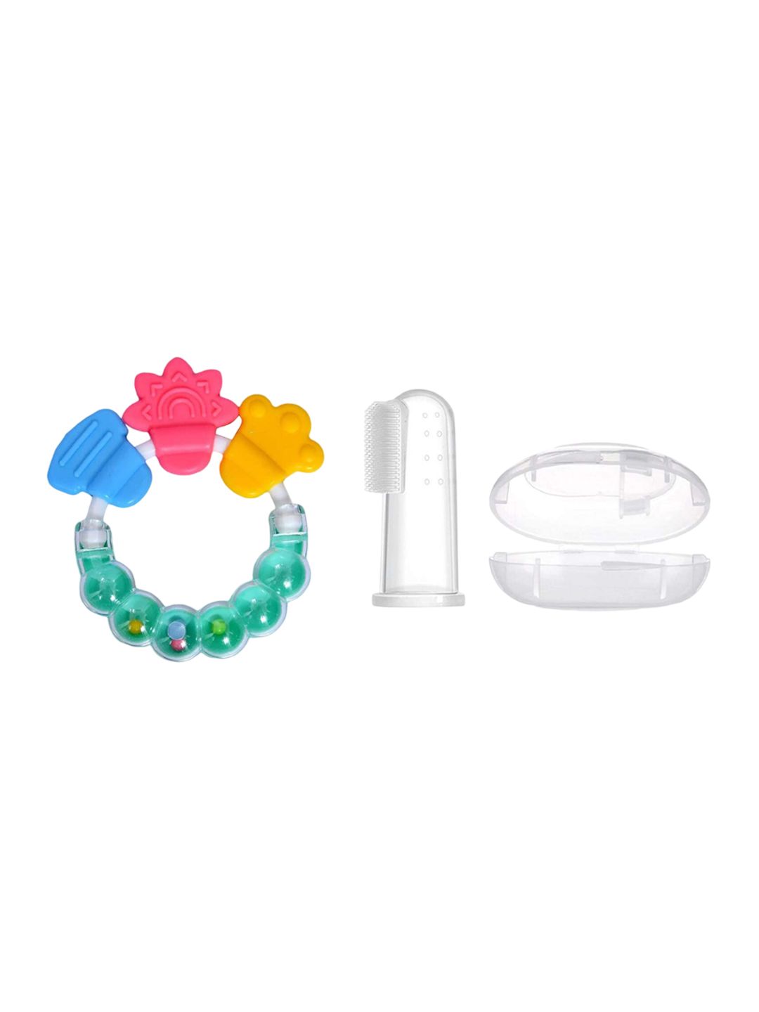 NeonateCare Round Shape Teether Ring With Finger Toothbrush-image-14