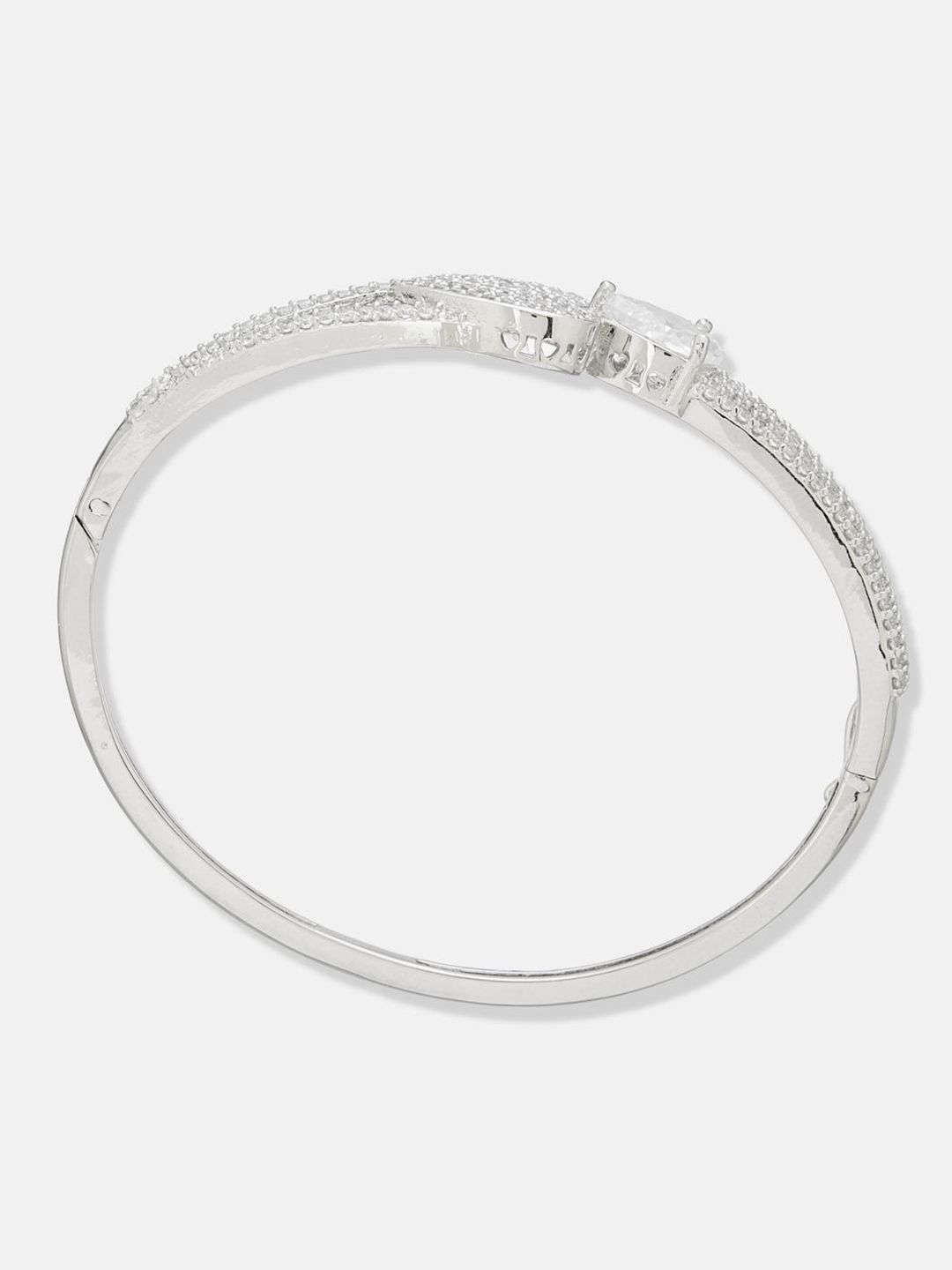 ATIBELLE Women 2 Brass Cubic Zirconia Silver-Plated Link Bracelet
