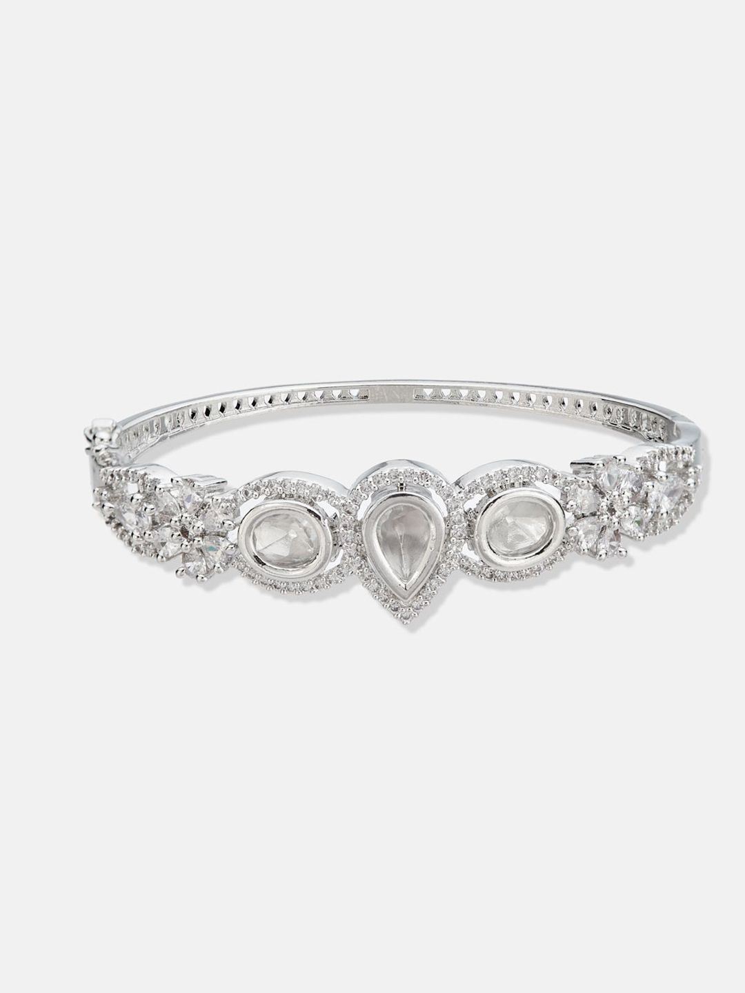 ATIBELLE Women 2 Brass Cubic Zirconia Rose Gold-Plated Bangle-Style Bracelet
