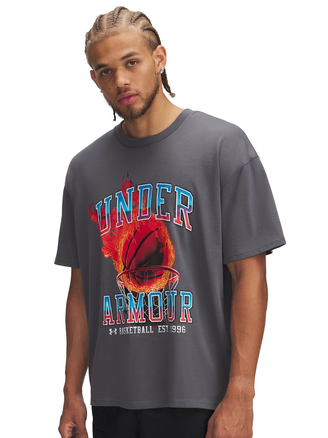 UNDER ARMOUR Men Heavyweight Hoops Retro Short Sleeve T-Shirt-image-12