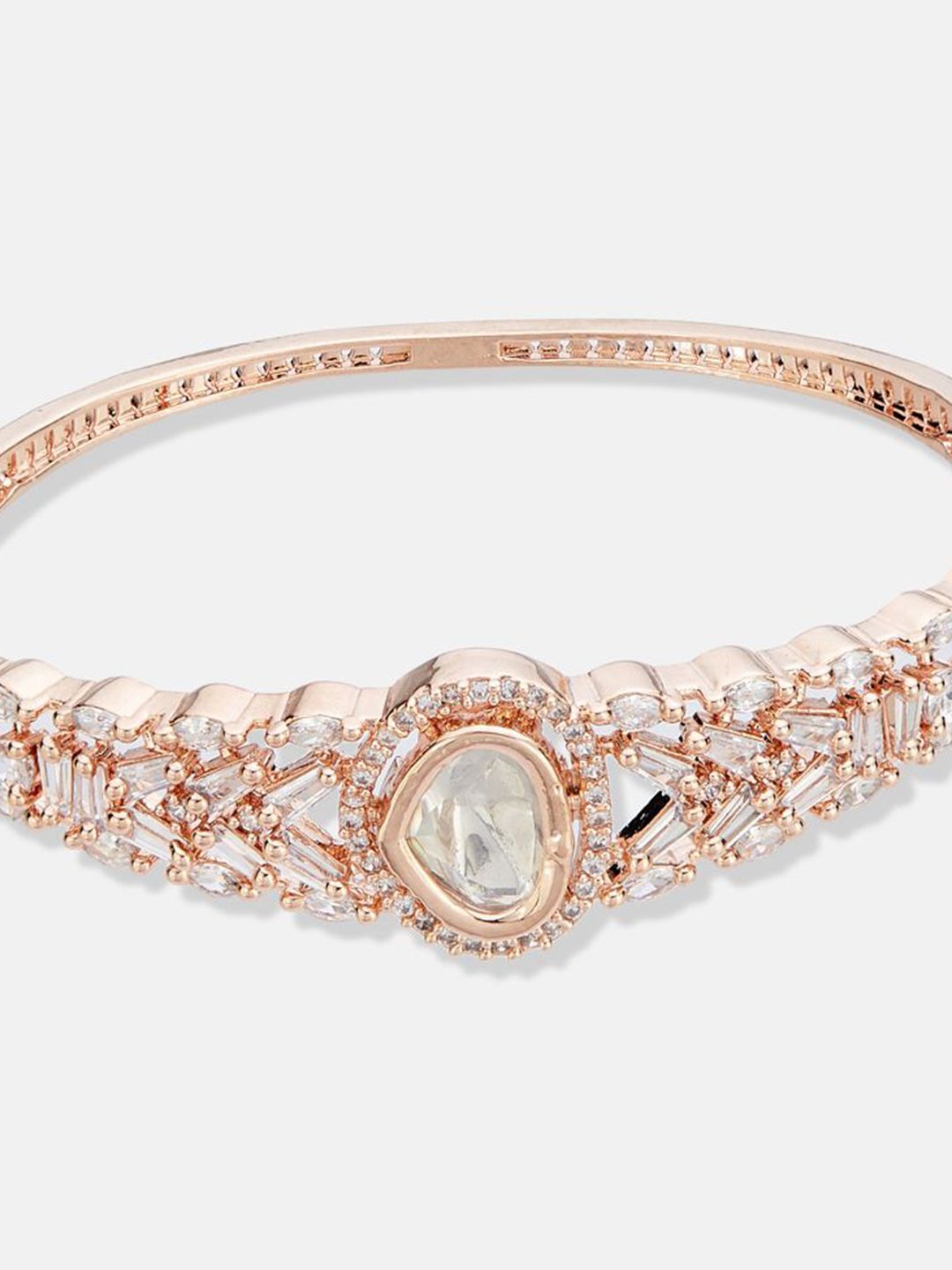 ATIBELLE Women 2 Brass Cubic Zirconia Rose Gold-Plated Link Bracelet