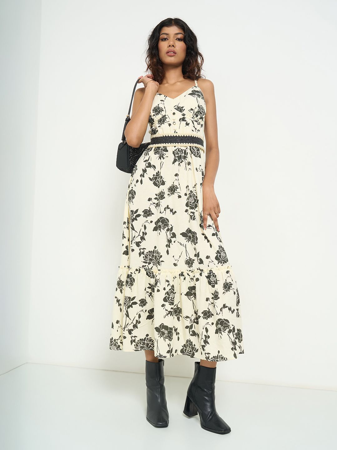 People Floral Fit & Flare Midi Dress