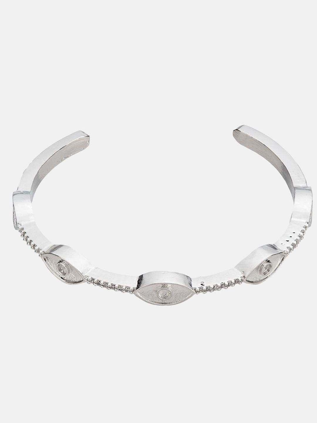ATIBELLE Women 2 Brass Cubic Zirconia Silver-Plated Bangle-Style Bracelet