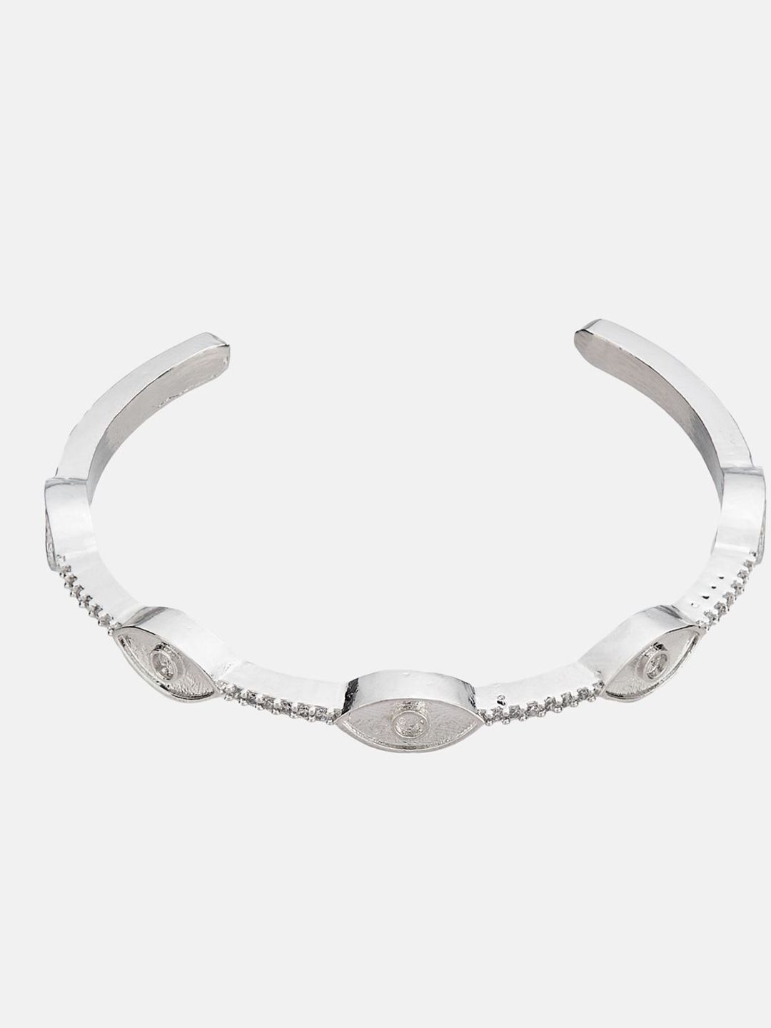 ATIBELLE Women 2 Brass Cubic Zirconia Silver-Plated Cuff Bracelet