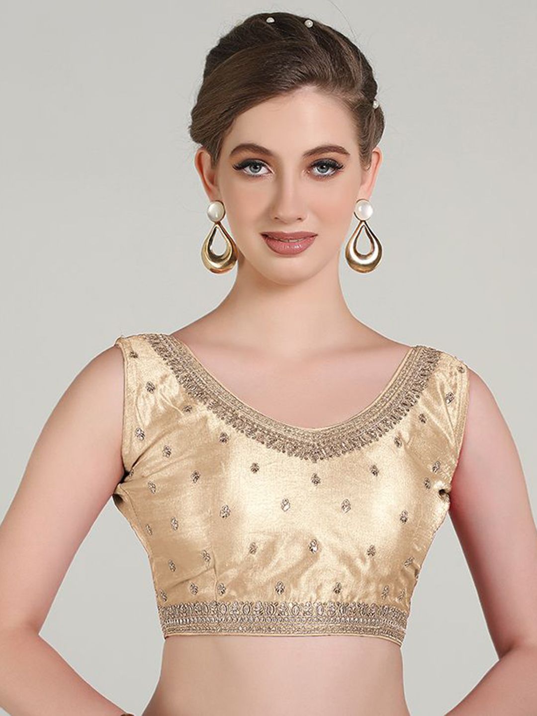 HERE&NOW Embroidered Sleeveless Saree Blouse-picture-26