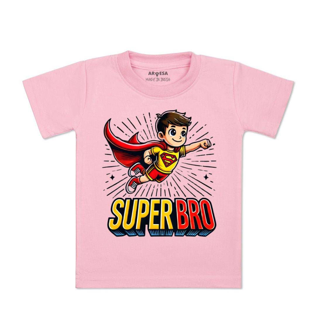 Arvesa Kids Super Bro Printed Round Neck Cotton T-shirt-picture-28