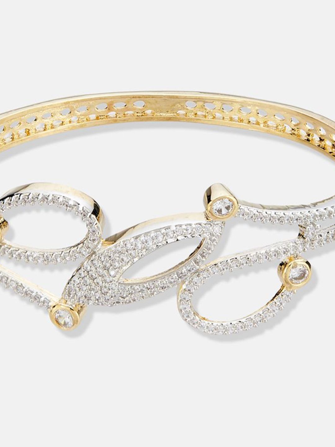 ATIBELLE Women 2 Brass Cubic Zirconia Silver-Plated Bangle-Style Bracelet