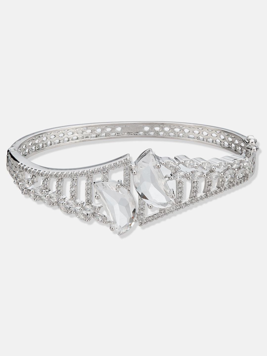 ATIBELLE Women 2 Brass Cubic Zirconia Silver-Plated Link Bracelet