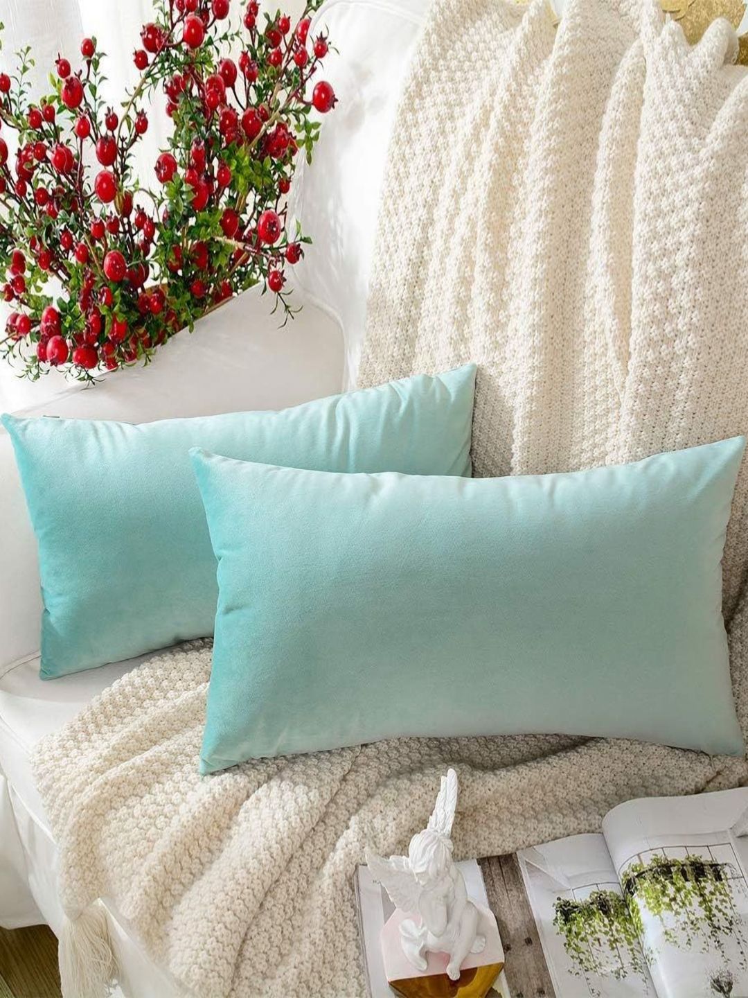 Shadowkart Set of 2 Fibre Filled Faux Velvet Ultra Soft Sleep Pillow-picture-9