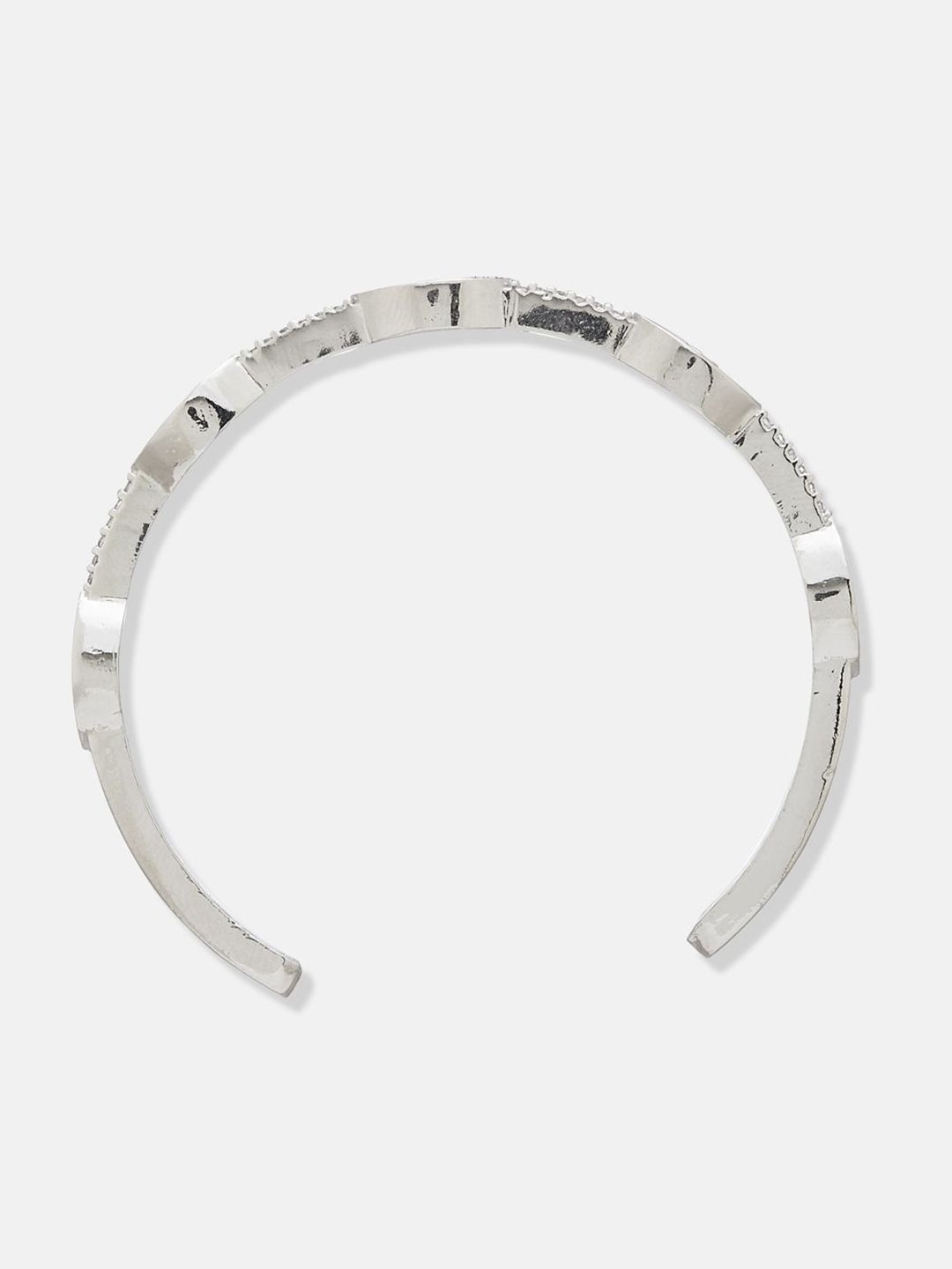ATIBELLE Women 2 Brass Cubic Zirconia Silver-Plated Bangle-Style Bracelet