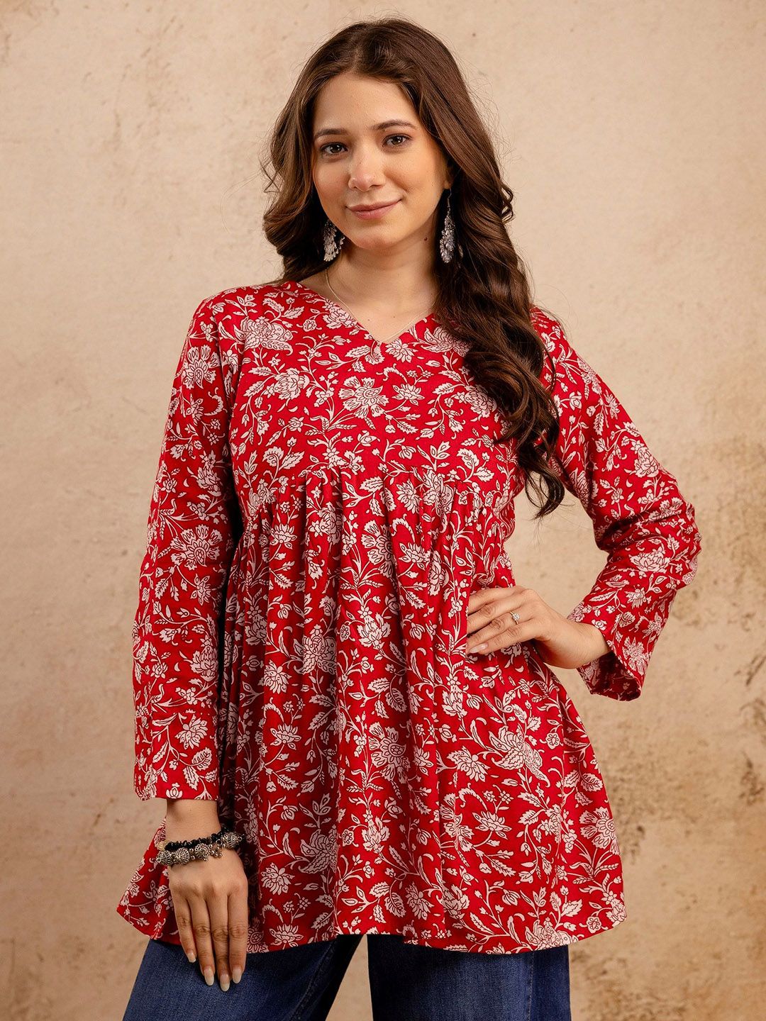Mialo fashion Floral Printed V-Neck Kurti-picture-57