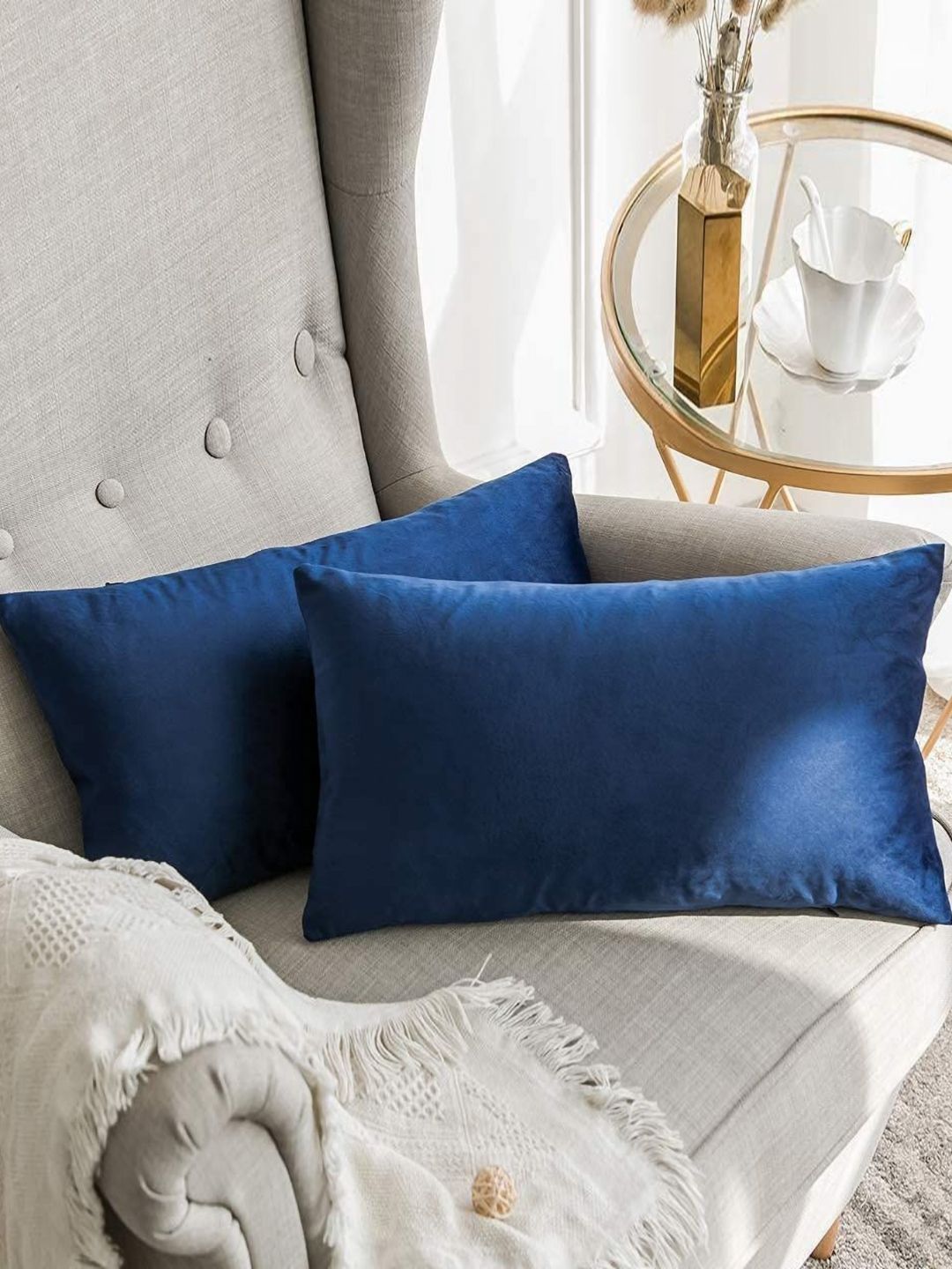 Shadowkart Set of 2 Fibre Filled Faux Velvet Ultra Soft Sleep Pillow-picture-23