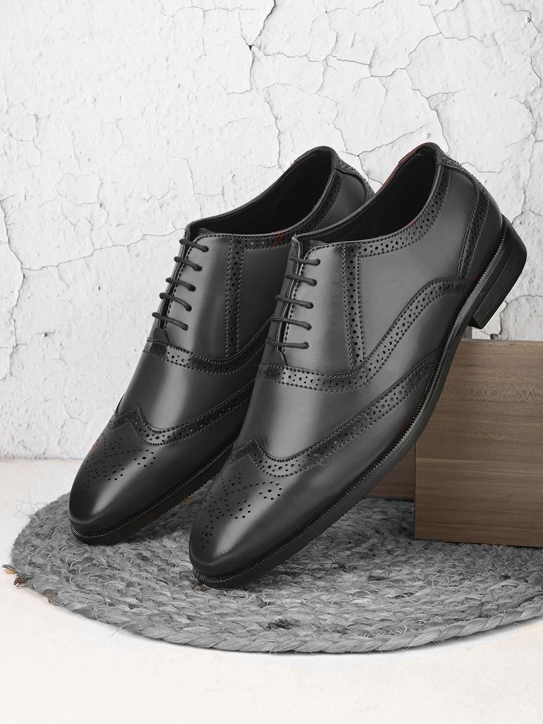 HERE&NOW Men Textured Formal Brogues-image-47
