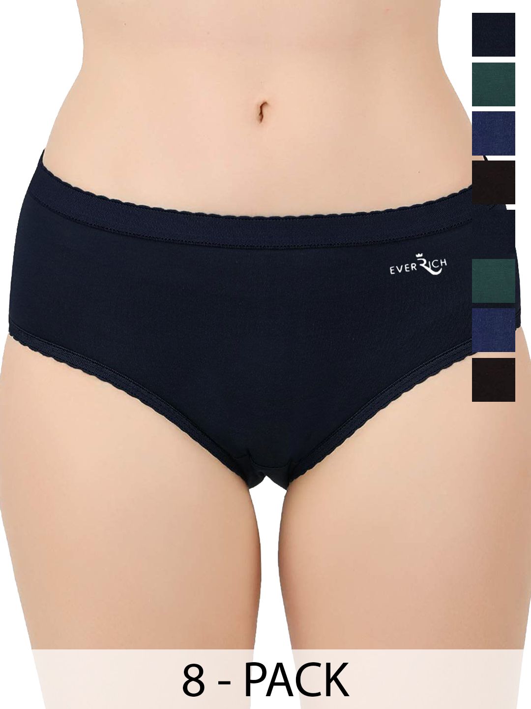 EverRich Pack Of 8 Cotton Mid-Rise Hipster Briefs MY-ER-PLAIN-OE-8PC-picture-33