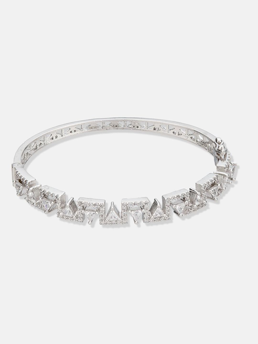 ATIBELLE Women 2 Brass Cubic Zirconia Rose Gold-Plated Bangle-Style Bracelet