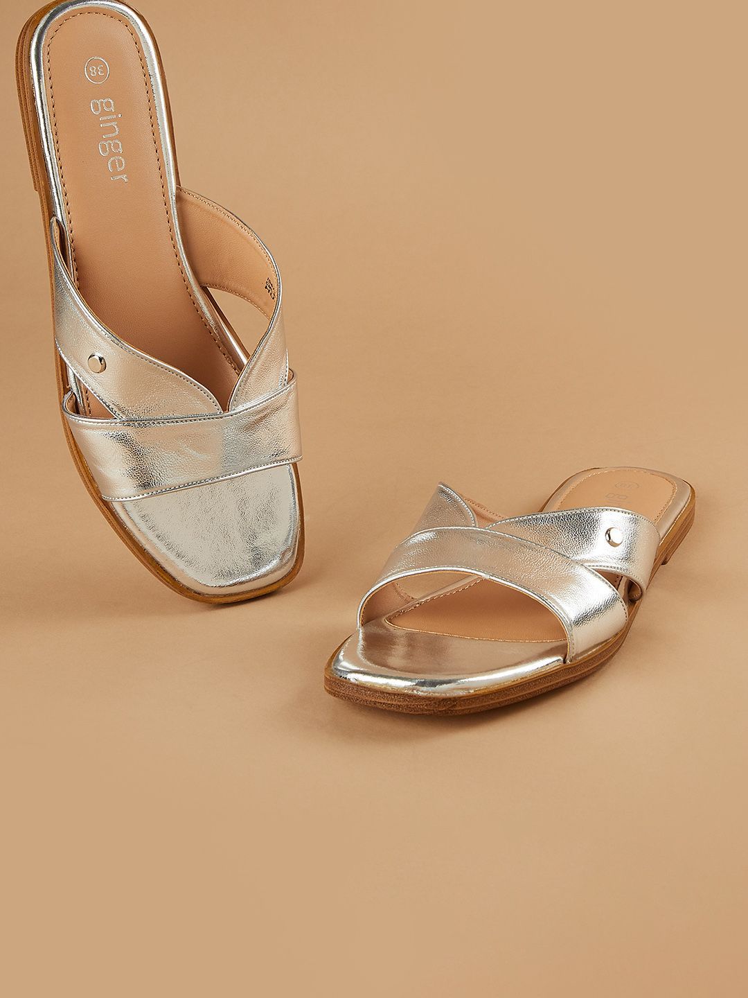 Ginger by Lifestyle Women Textured Slip-On Open Toe Flats-picture-36