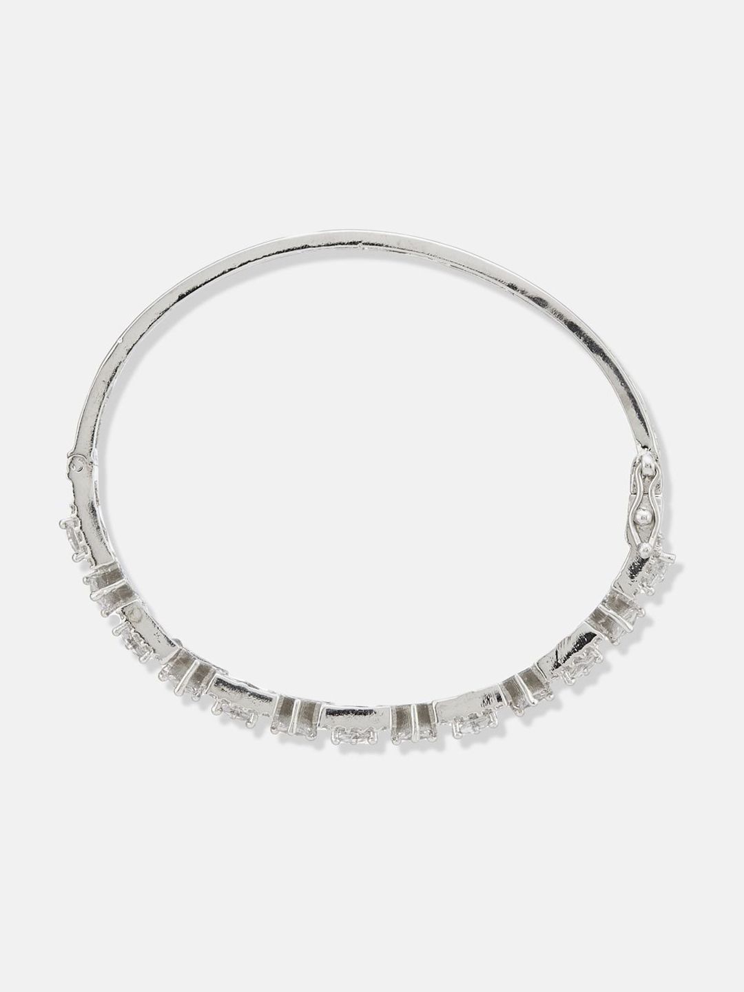 ATIBELLE Women 2 Brass Cubic Zirconia Silver-Plated Cuff Bracelet