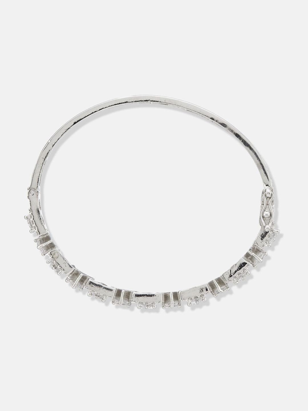 ATIBELLE Women 2 Brass Cubic Zirconia Silver-Plated Link Bracelet